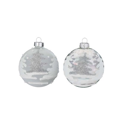 Pallina di Natale in vetro con decori semi trasparente Ø 8 cm Pallina di Natale in vetro con decori semi trasparente Ø 8 cm