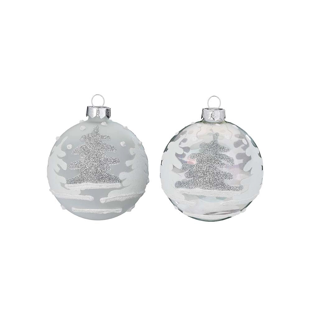 Pallina di Natale in vetro con decori semi trasparente Ø 8 cm Pallina di Natale in vetro con decori semi trasparente Ø 8 cm