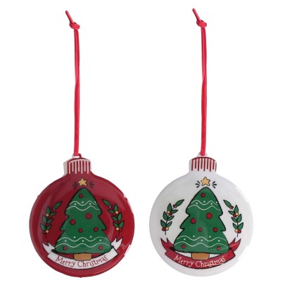 Pallina di Natale in metallo albero rosso 2 assortiti 8x1x9,5/14 cm Pallina di Natale in metallo albero rosso 2 assortiti 8x1x9,5/14 cm