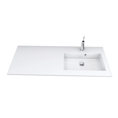 Lavabo Da Incasso Con Vasca A Destra X Cm Mineralmarmo Bianco Obi