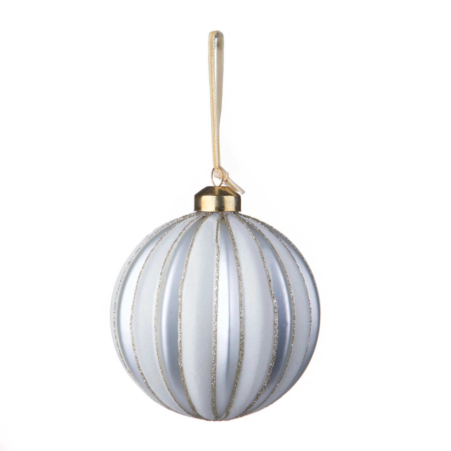 Pallina di Natale in vetro con spicchi velvet e champagne Ø 10 cm Pallina di Natale in vetro con spicchi velvet e champagne Ø 10 cm