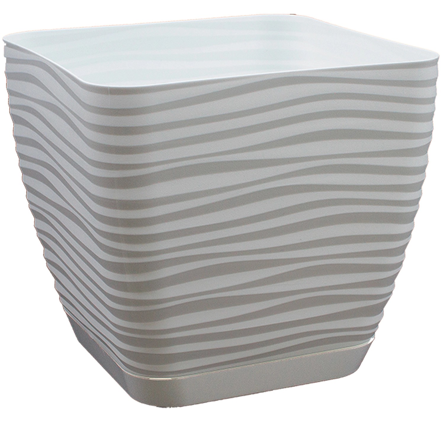 Vaso per piante Sahara in plastica con sottovaso 14x15x15 cm bianco Vaso per piante Sahara in plastica con sottovaso 14x15x15 cm bianco