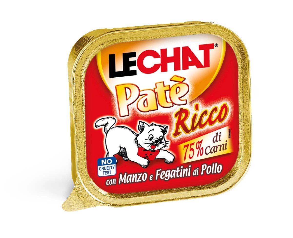 Cibo umido per gatti Monge Lechat manzo e fegatini di pollo paté 100 g Cibo umido per gatti Monge Lechat manzo e fegatini di pollo paté 100 g