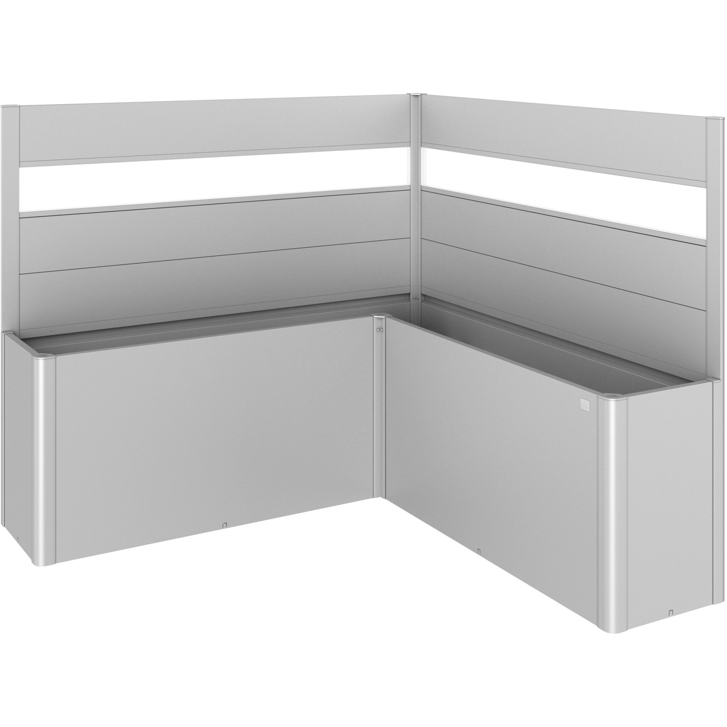 Fioriera frangivista Belvedere Biohort a L con vetro 200 cm Argento met 2 pz Fioriera frangivista Belvedere Biohort a L con vetro 200 cm Argento met 2 pz