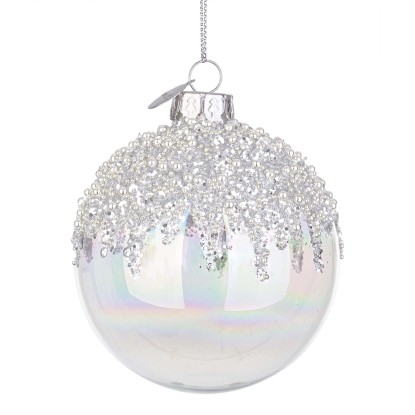 Pallina di Natale in vetro iridiscente/argento Ø 8 cm Pallina di Natale in vetro iridiscente/argento Ø 8 cm