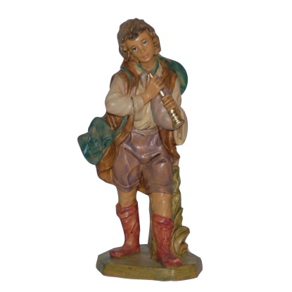 Pastore piffero statuina presepe Lux colore legno 16 cm Pastore piffero statuina presepe Lux colore legno 16 cm