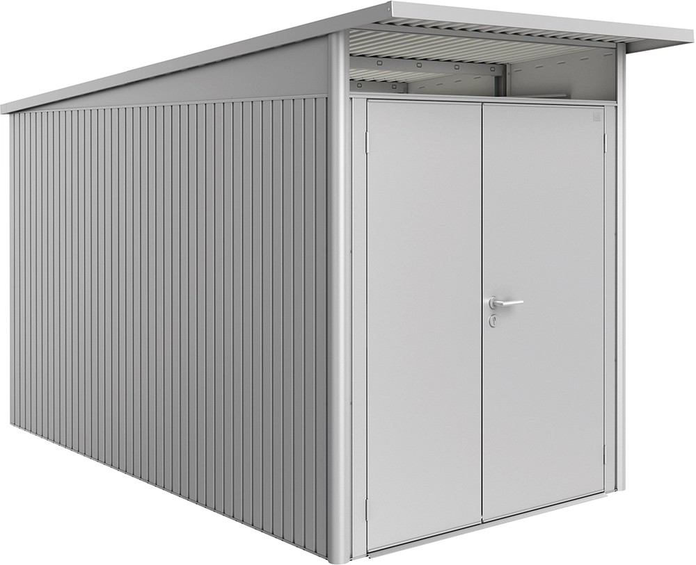 Casetta da giardino Biohort AvantGarde sp 0,5 mm 180x380x222 cm argento 2 batt. Casetta da giardino Biohort AvantGarde sp 0,5 mm 180x380x222 cm argento 2 batt.