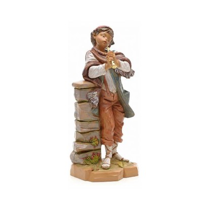 Pastore per presepe con flauto effetto legno 19 cm Pastore per presepe con flauto effetto legno 19 cm