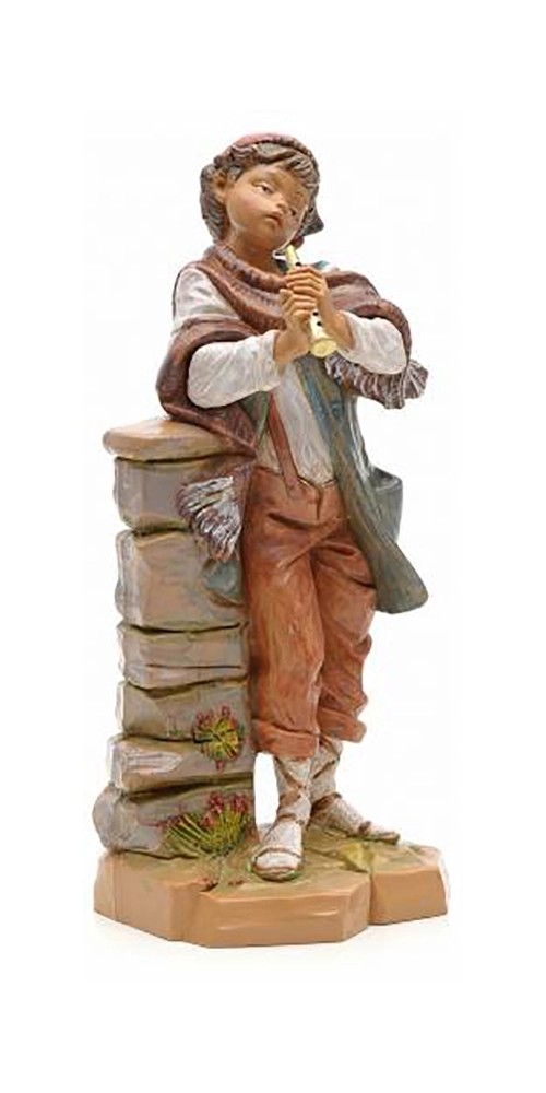 Pastore per presepe con flauto effetto legno 19 cm Pastore per presepe con flauto effetto legno 19 cm