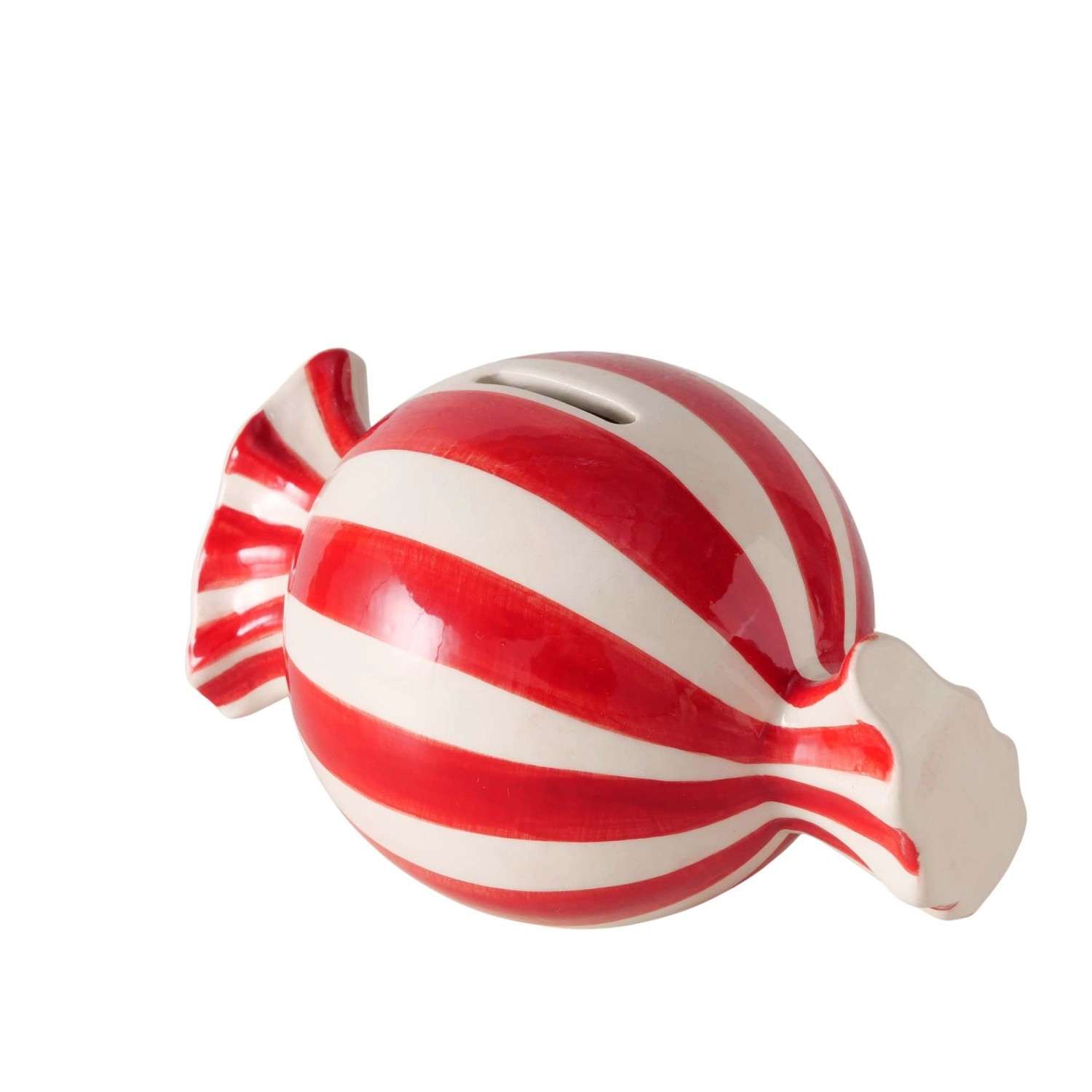 Salvadanaio in ceramica Candy 10 cm bianco rosso Salvadanaio in ceramica Candy 10 cm bianco rosso