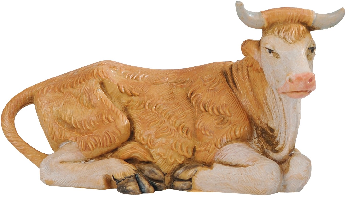 Bue seduto per presepe effetto legno 9,5 cm Bue seduto per presepe effetto legno 9,5 cm
