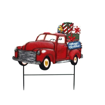 Paletto natalizio macchina rossa con regali metallo 71,12x69,22 cm Paletto natalizio macchina rossa con regali metallo 71,12x69,22 cm
