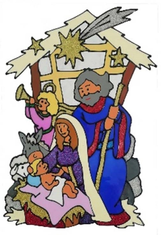 Vetrofania decorativa in pvc con natività 30x40 cm Vetrofania decorativa in pvc con natività 30x40 cm