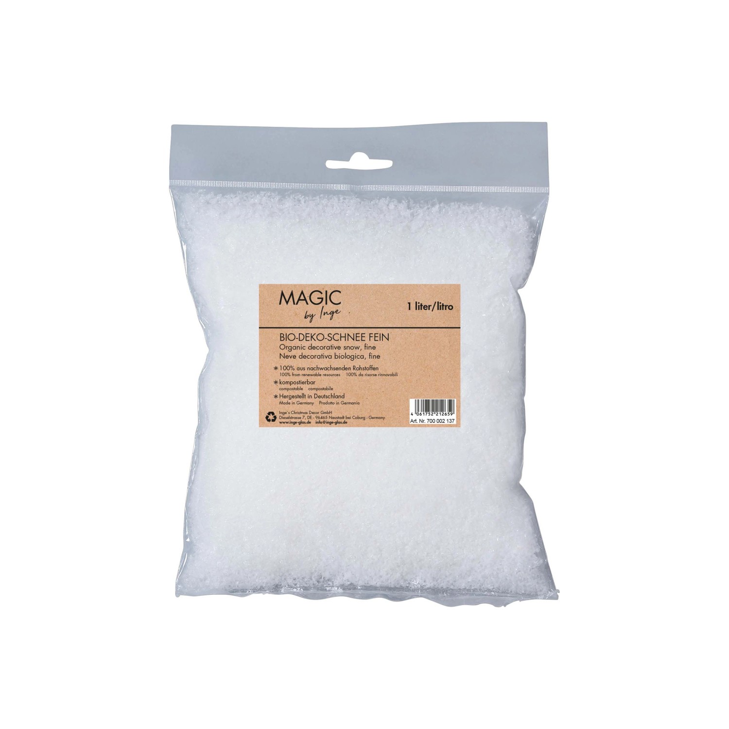 Neve decorativa organica raffinato bianco crema 1 l Neve decorativa organica raffinato bianco crema 1 l