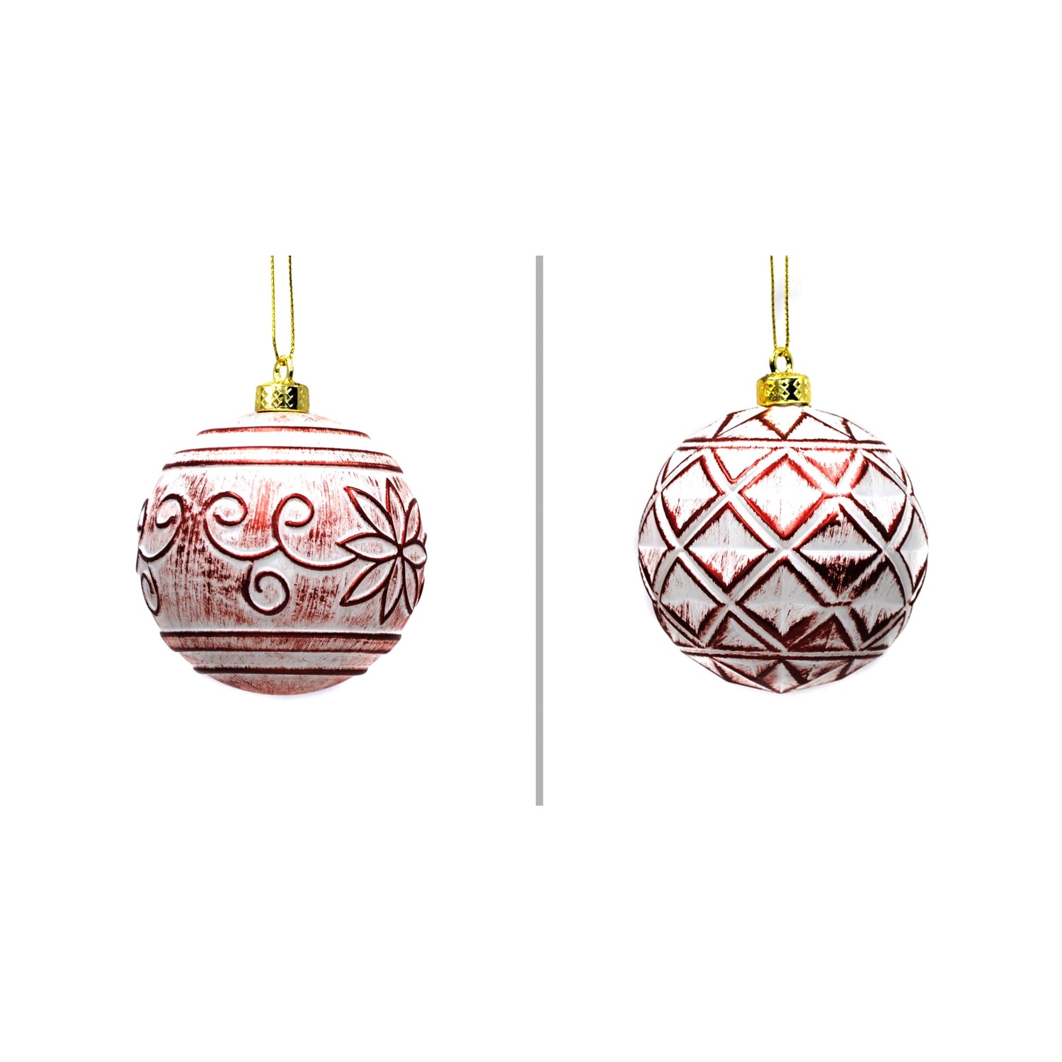 Pallina di Natale in plastica Ø 8 cm rosso decori assortiti Pallina di Natale in plastica Ø 8 cm rosso decori assortiti