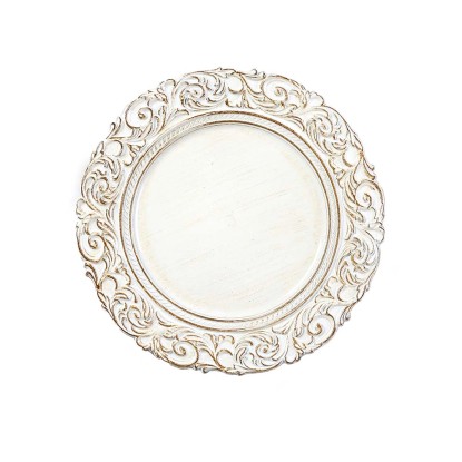 Sottopiatto decorativo in plastica bianco antico 33 cm Sottopiatto decorativo in plastica bianco antico 33 cm