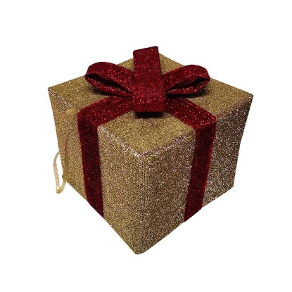 Pacco regalo in tessuto e glitter 30x30x25 cm Pacco regalo in tessuto e glitter 30x30x25 cm