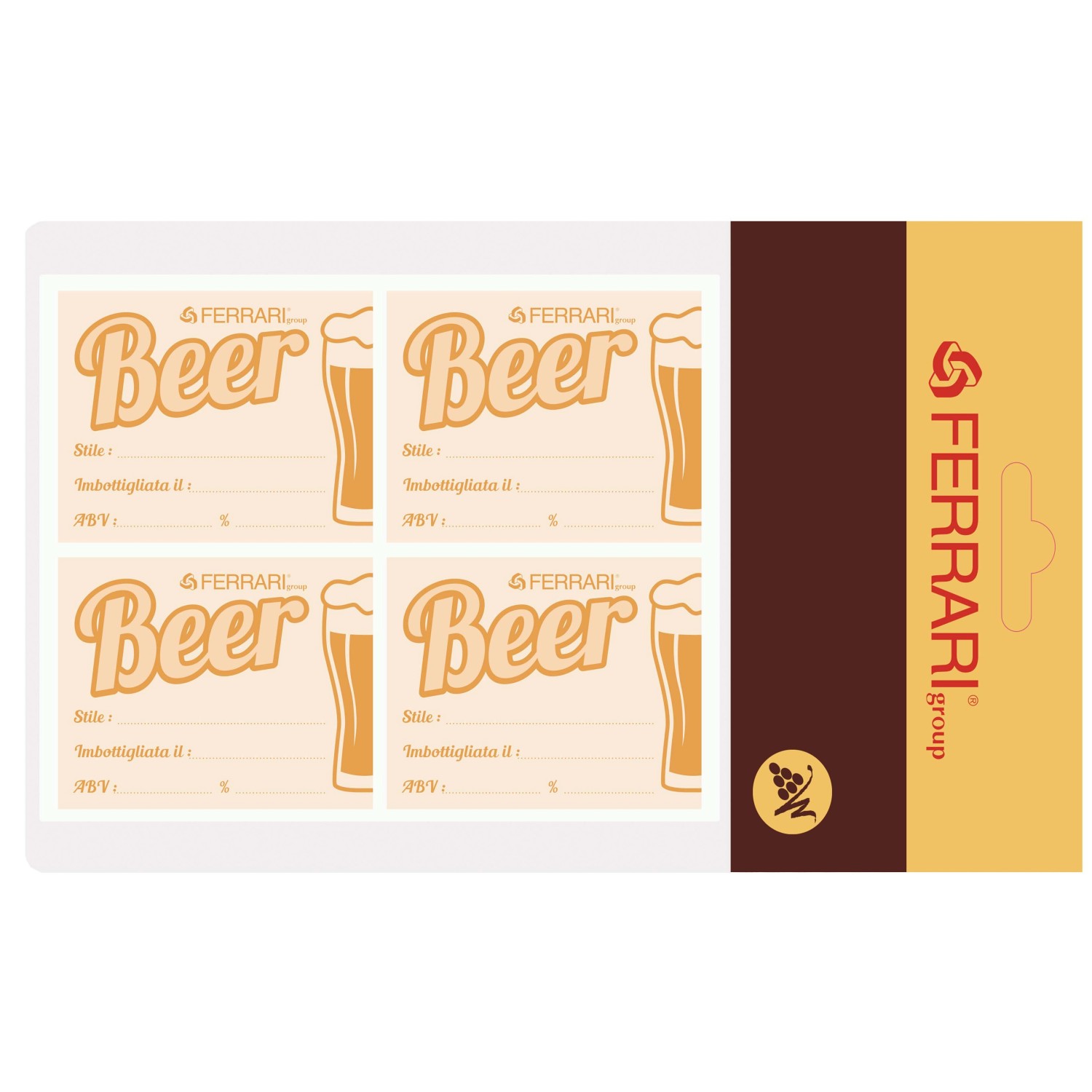 Etichette adesive birra con data e contenuto alcolico 100 pz Etichette adesive birra con data e contenuto alcolico 100 pz