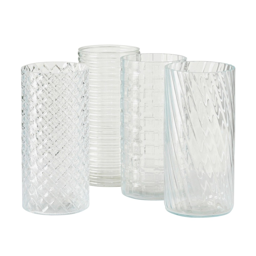 Vaso in vetro trasparente Ø 11 x 24 cm assortito 4 pz Vaso in vetro trasparente Ø 11 x 24 cm assortito 4 pz