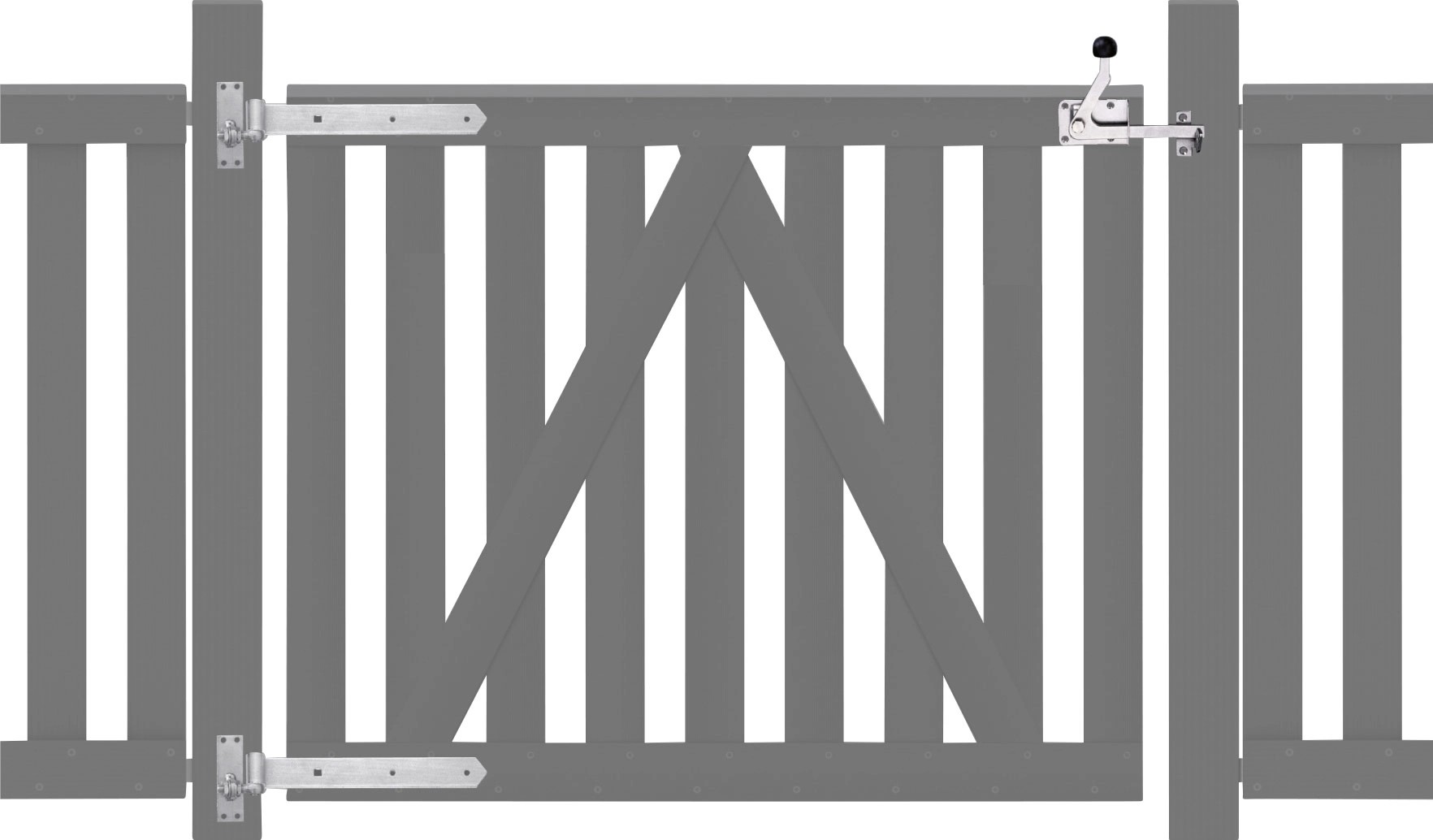 Set ferramenta cancello singolo recinto da giardino Raja WPC 10x40x3 cm Set ferramenta cancello singolo recinto da giardino Raja WPC 10x40x3 cm