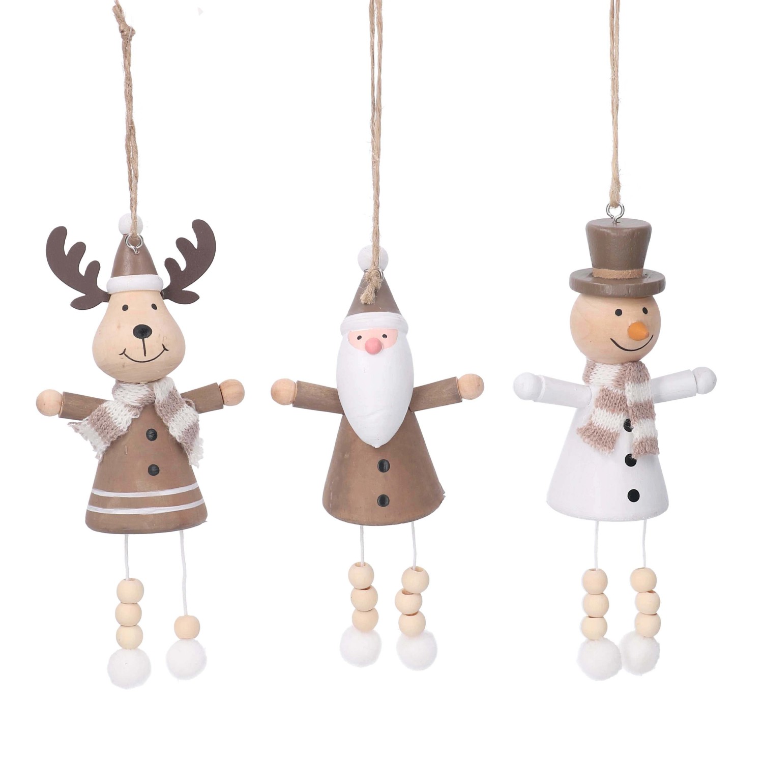 Addobbo in legno babbo, renna e pupazzo naturale 3 assortiti 8x4,5xh10 cm Addobbo in legno babbo, renna e pupazzo naturale 3 assortiti 8x4,5xh10 cm