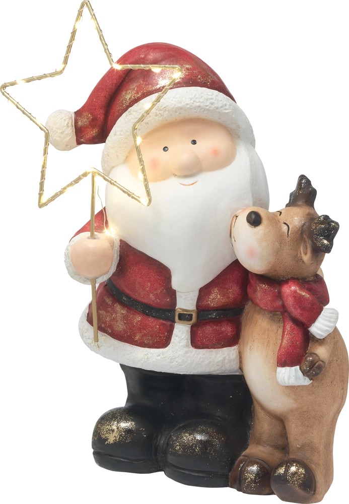 Babbo Natale con stella luminosa 20 LED bianco caldo 23.5x16.5x32 cm Babbo Natale con stella luminosa 20 LED bianco caldo 23.5x16.5x32 cm