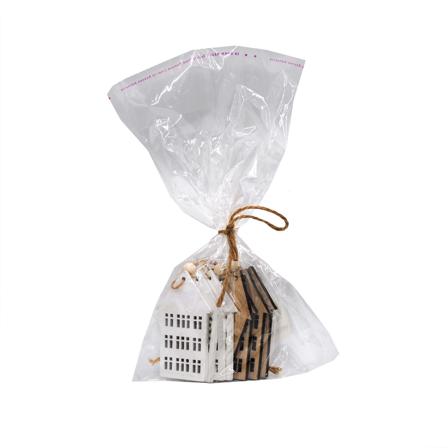 Set 8 decori in legno a forma di Casa, col. ass. Set 8 decori in legno a forma di Casa, col. ass.