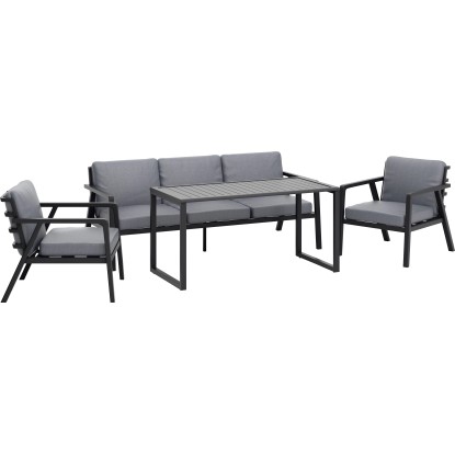 Salotto da giardino Tamworth in allum con cuscini poliestere grigio 4 posti Salotto da giardino Tamworth in allum con cuscini poliestere grigio 4 posti