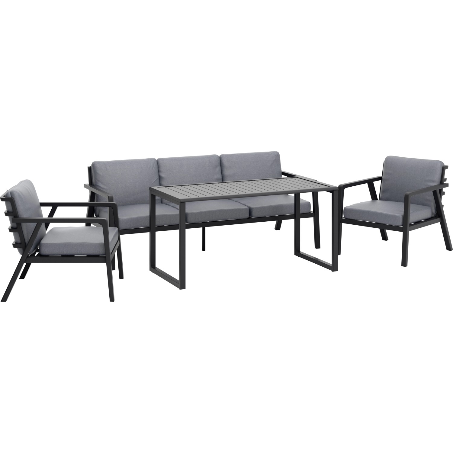 Salotto da giardino Tamworth in allum con cuscini poliestere grigio 4 posti Salotto da giardino Tamworth in allum con cuscini poliestere grigio 4 posti