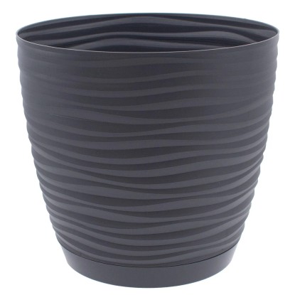 Vaso per piante Sahara in plastica con sottovaso ø 13 cm antracite Vaso per piante Sahara in plastica con sottovaso ø 13 cm antracite