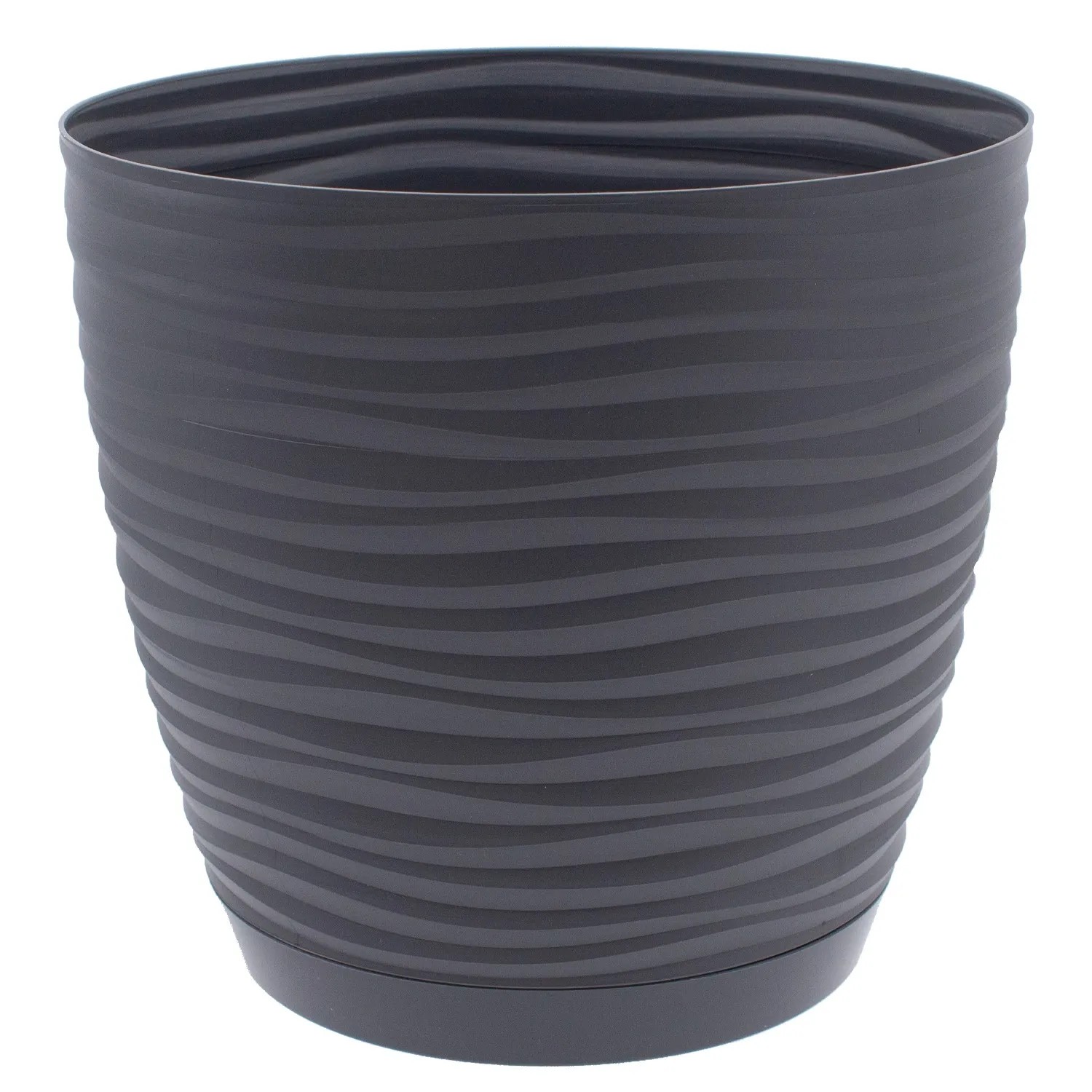 Vaso per piante Sahara in plastica con sottovaso ø 13 cm antracite Vaso per piante Sahara in plastica con sottovaso ø 13 cm antracite