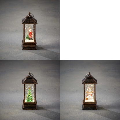 Lanterna natalizia con neve luce bianco caldo 5x5x12,5 cm assortita 3 pz Lanterna natalizia con neve luce bianco caldo 5x5x12,5 cm assortita 3 pz