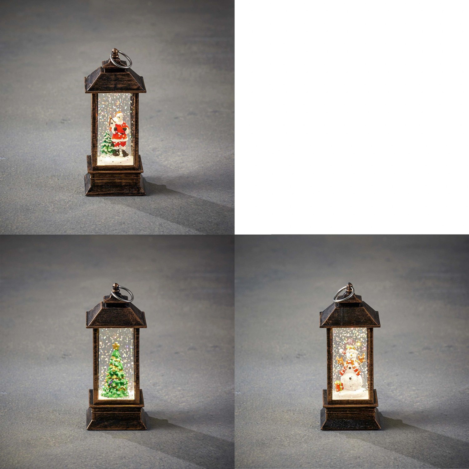 Lanterna natalizia con neve luce bianco caldo 5x5x12,5 cm assortita 3 pz Lanterna natalizia con neve luce bianco caldo 5x5x12,5 cm assortita 3 pz