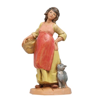 Pastorella per presepe incinta effetto legno 12 cm Pastorella per presepe incinta effetto legno 12 cm