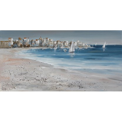 Dipinto Su Tela Soggetto Spiaggia 60 X 120 Cm OBI