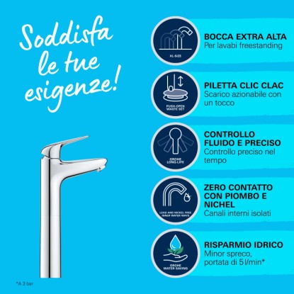 Miscelatore monocomando Swift per lavabo tg XL cromo Miscelatore monocomando Swift per lavabo tg XL cromo