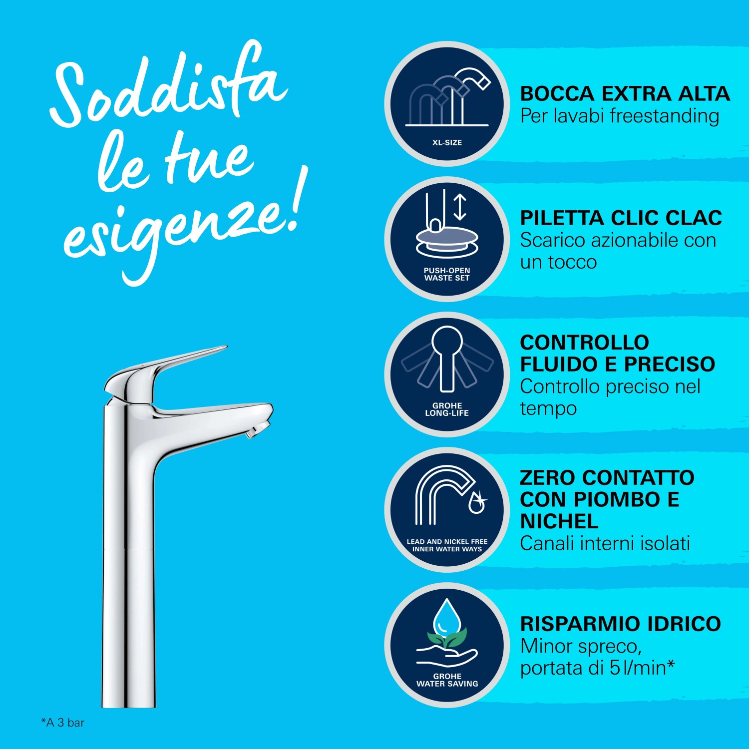 Miscelatore monocomando Swift per lavabo tg XL cromo Miscelatore monocomando Swift per lavabo tg XL cromo