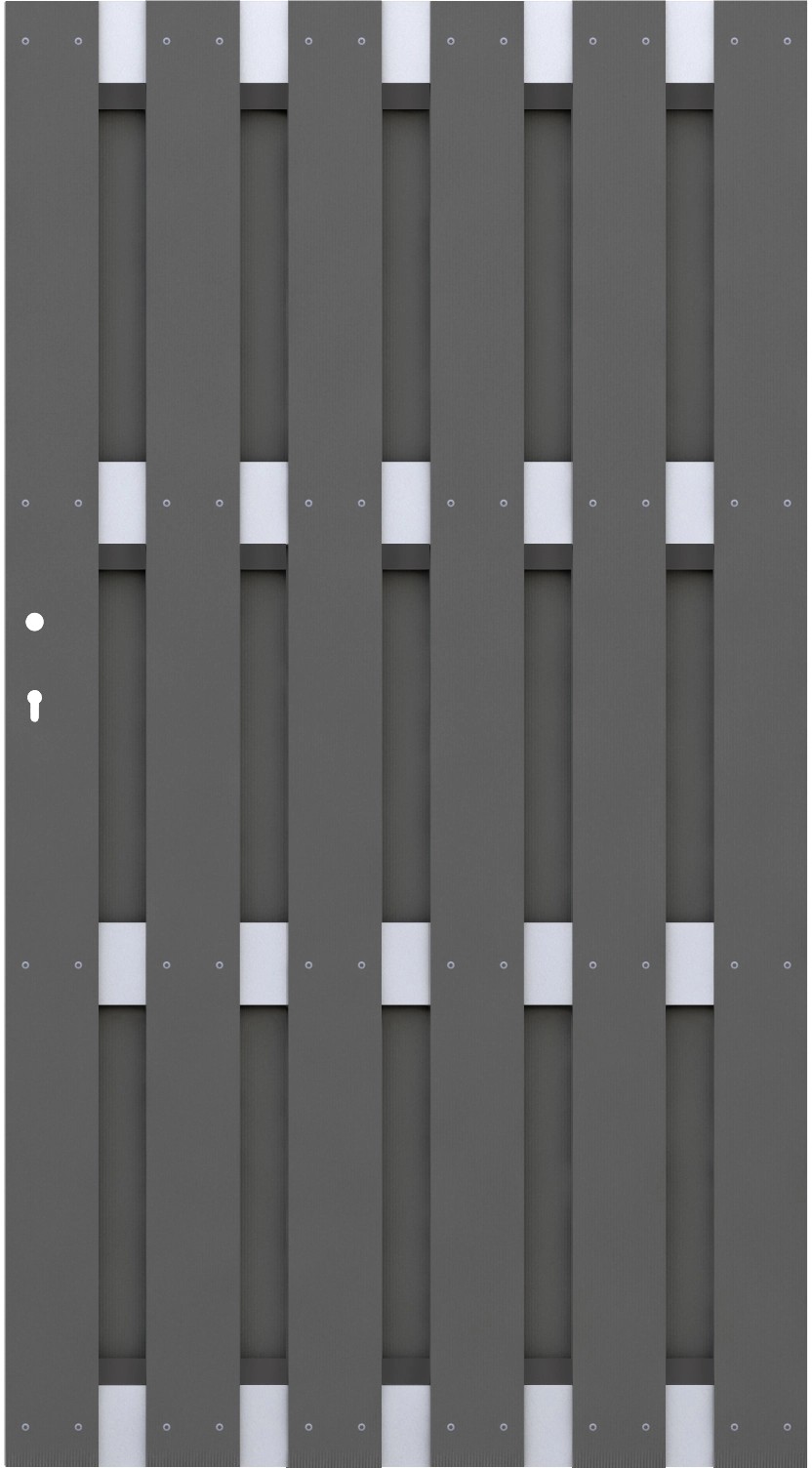 Cancello per recinzione frangivista Jumbo WPC antracite - alluminio 98x179 cm Cancello per recinzione frangivista Jumbo WPC antracite - alluminio 98x179 cm