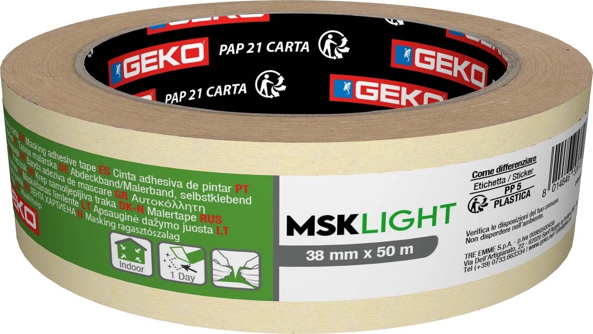 Nastro adesivo carta hot melt 38 mm x 50 m bianco Nastro adesivo carta hot melt 38 mm x 50 m bianco