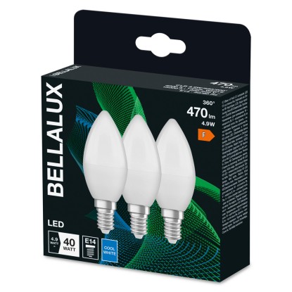 Lampadina LED E14 forma a candela Bellalux 470lm bianco opaco 4000K Lampadina LED E14 forma a candela Bellalux 470lm bianco opaco 4000K