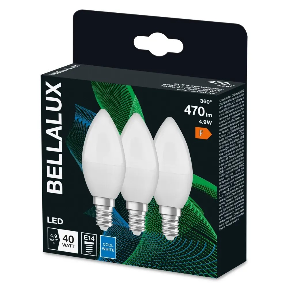 Lampadina LED E14 forma a candela Bellalux 470lm bianco opaco 4000K Lampadina LED E14 forma a candela Bellalux 470lm bianco opaco 4000K