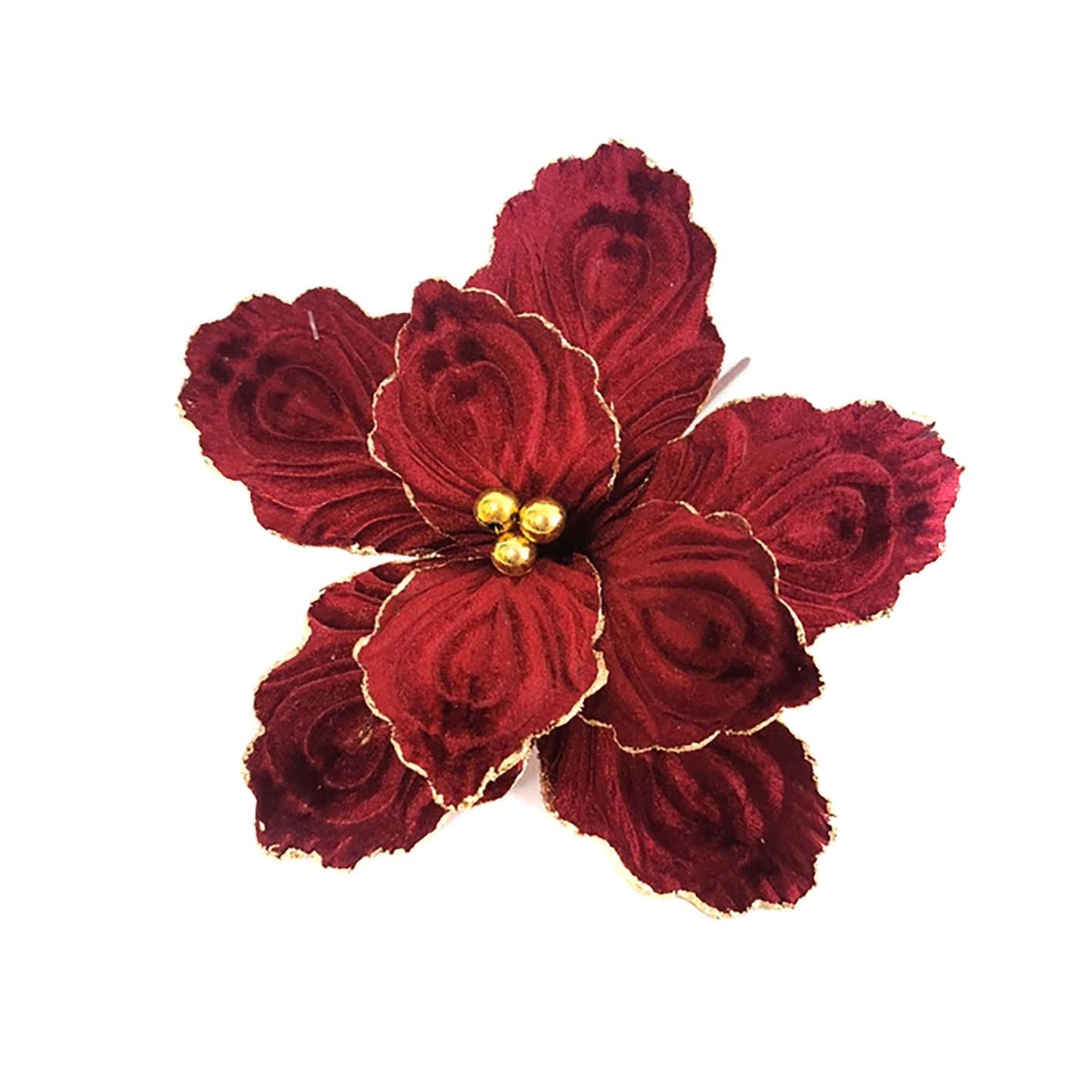 Fiore in poliestere con gambo lungo H 26 cm Ø 24 cm rosso scuro Fiore in poliestere con gambo lungo H 26 cm Ø 24 cm rosso scuro