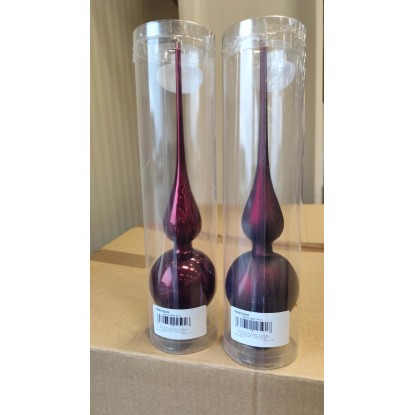 Puntale in vetro rosso bordeaux 28 cm 2 assortiti Puntale in vetro rosso bordeaux 28 cm 2 assortiti