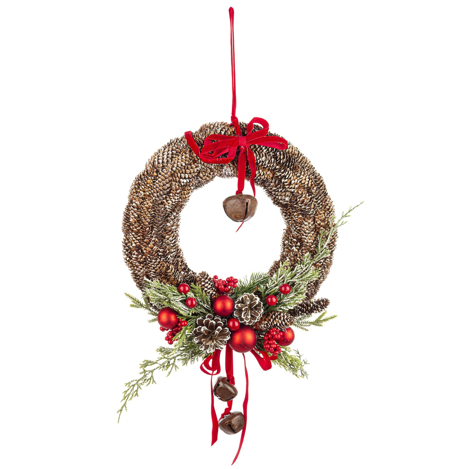 Corona natalizia decorata rosso ø 31 cm Corona natalizia decorata rosso ø 31 cm