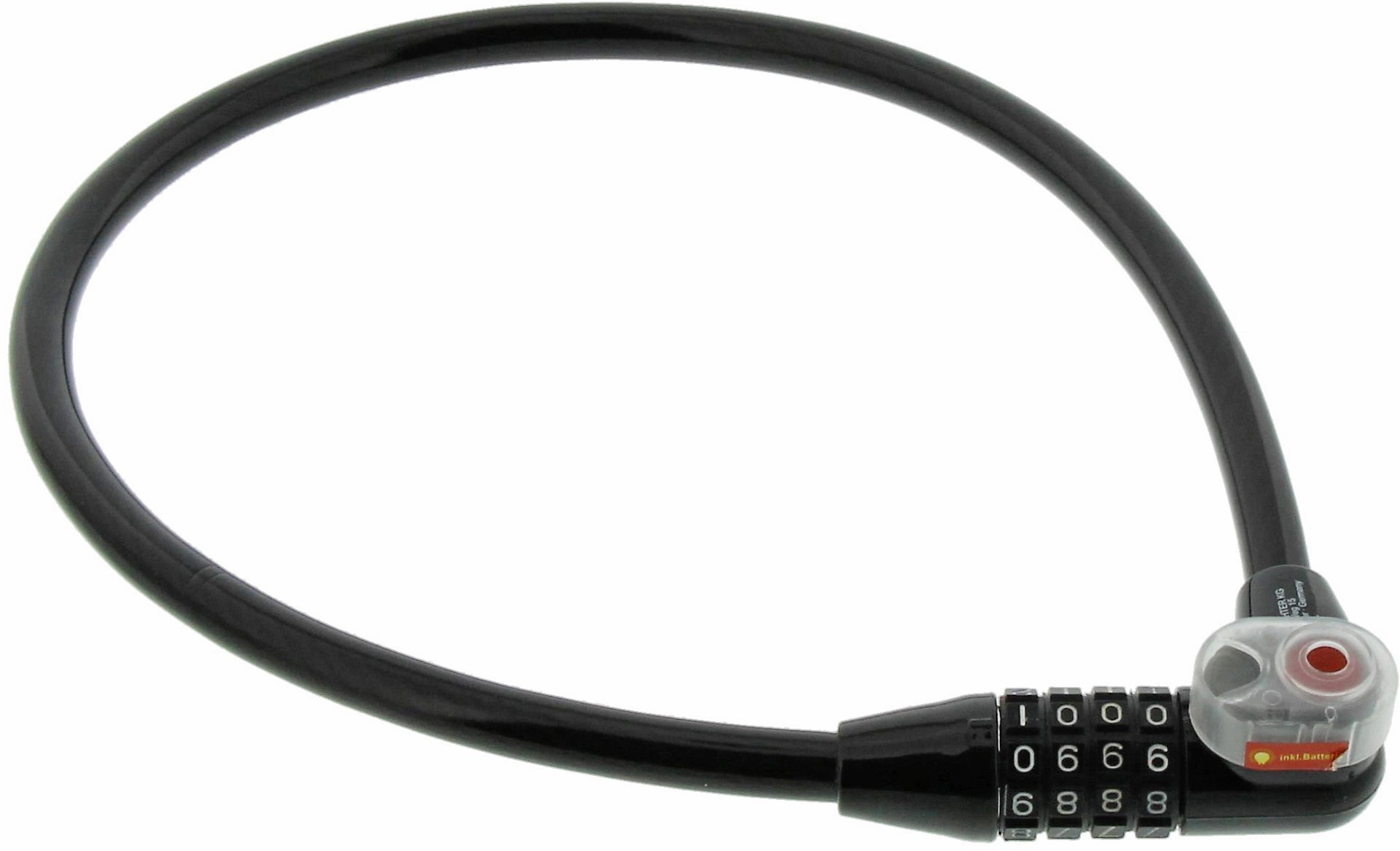 Lucchetto a combinazione bici 230 Burg-Wächter grigio con luce 65 cm Lucchetto a combinazione bici 230 Burg-Wächter grigio con luce 65 cm