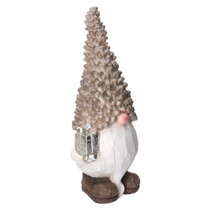 Gnomo in resina grigio con LED 21,5x16,5xh47 cm Gnomo in resina grigio con LED 21,5x16,5xh47 cm