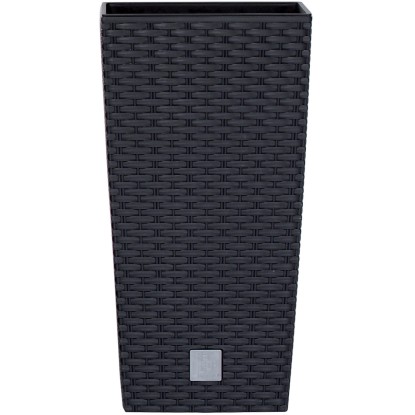 Portavaso Prosperplast effetto rattan 33x33x61 cm antracite Portavaso Prosperplast effetto rattan 33x33x61 cm antracite