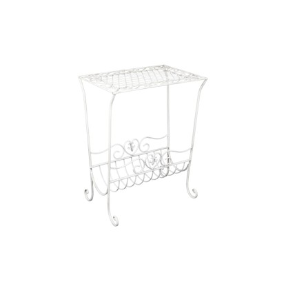 Tavolino in metallo con portariviste 40x28x53 cm bianco Tavolino in metallo con portariviste 40x28x53 cm bianco