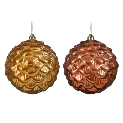Palline di Natale plastica Pigna marrone oro perla H20xØ20 cm colori assortiti Palline di Natale plastica Pigna marrone oro perla H20xØ20 cm colori assortiti