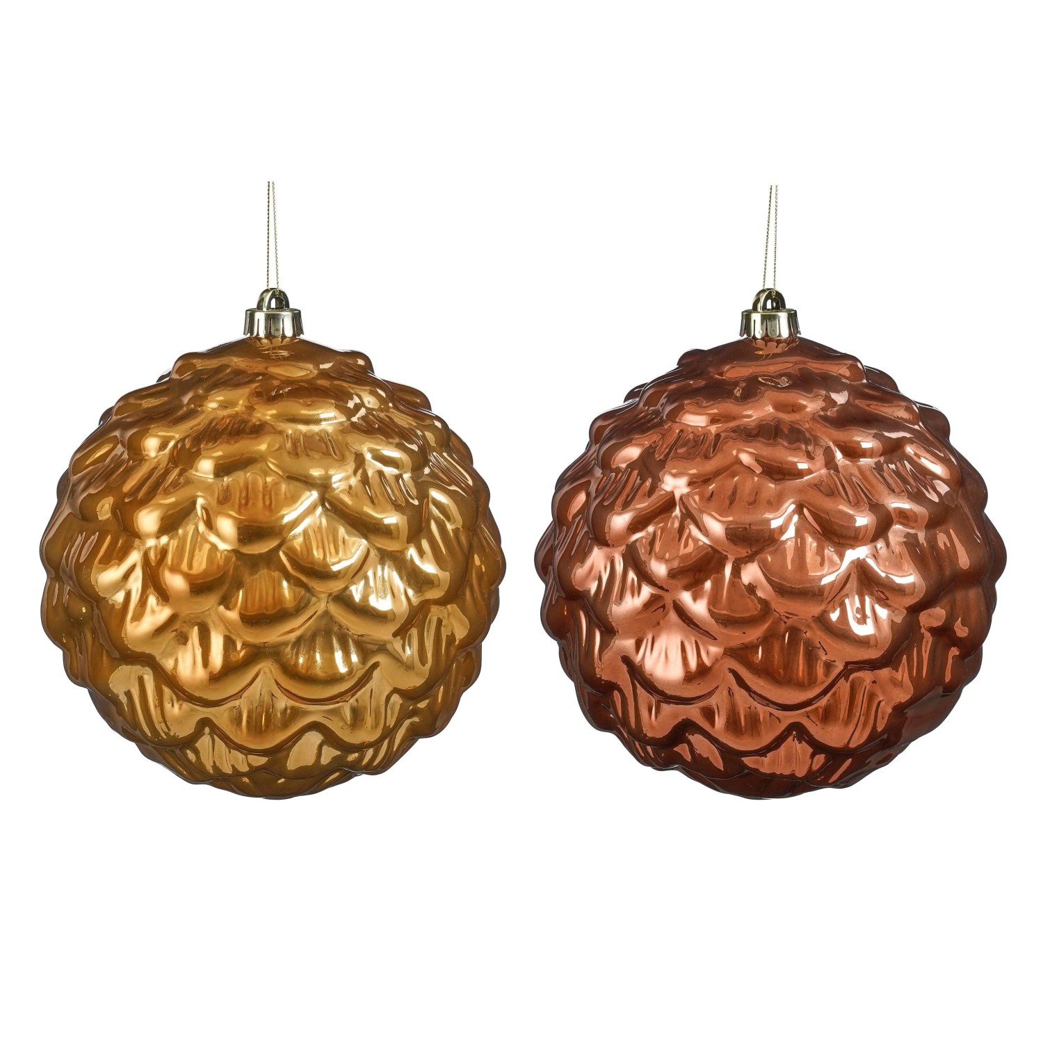 Palline di Natale plastica Pigna marrone oro perla H20xØ20 cm colori assortiti Palline di Natale plastica Pigna marrone oro perla H20xØ20 cm colori assortiti